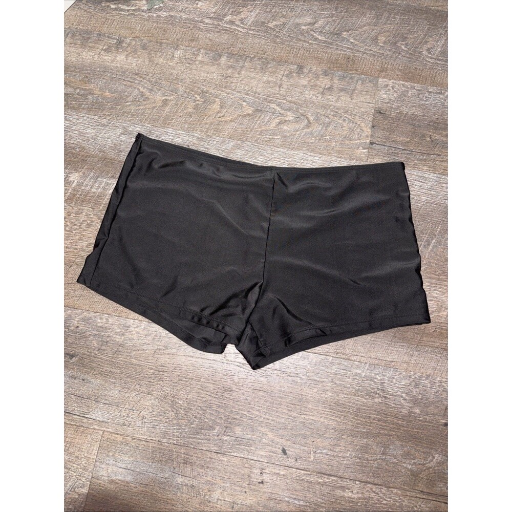 Rose Gal Swim Shorts Tankini Bottoms Women 1X Black Smooth Silky Stretch